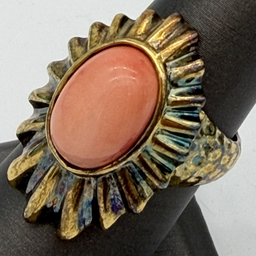 Michael Valitutti NH 925 Silver/Palladium Ring Pink Coral Stone Size 7 Jason Dow